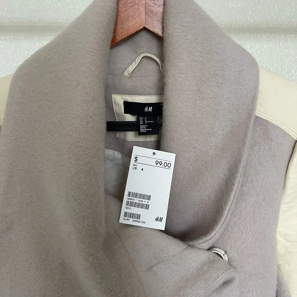 Cream leather & lavender cotton leaver jacket - Picture 13 of 13